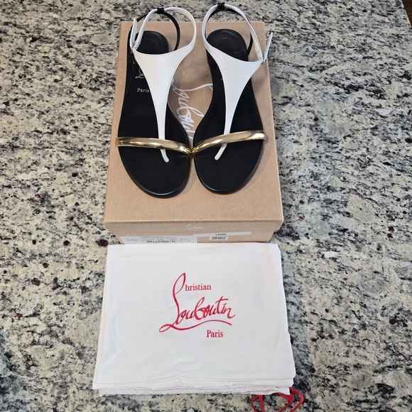 NEW Christian Louboutin Athinita Flat Sandal Size 37.5 - Picture 2 of 12